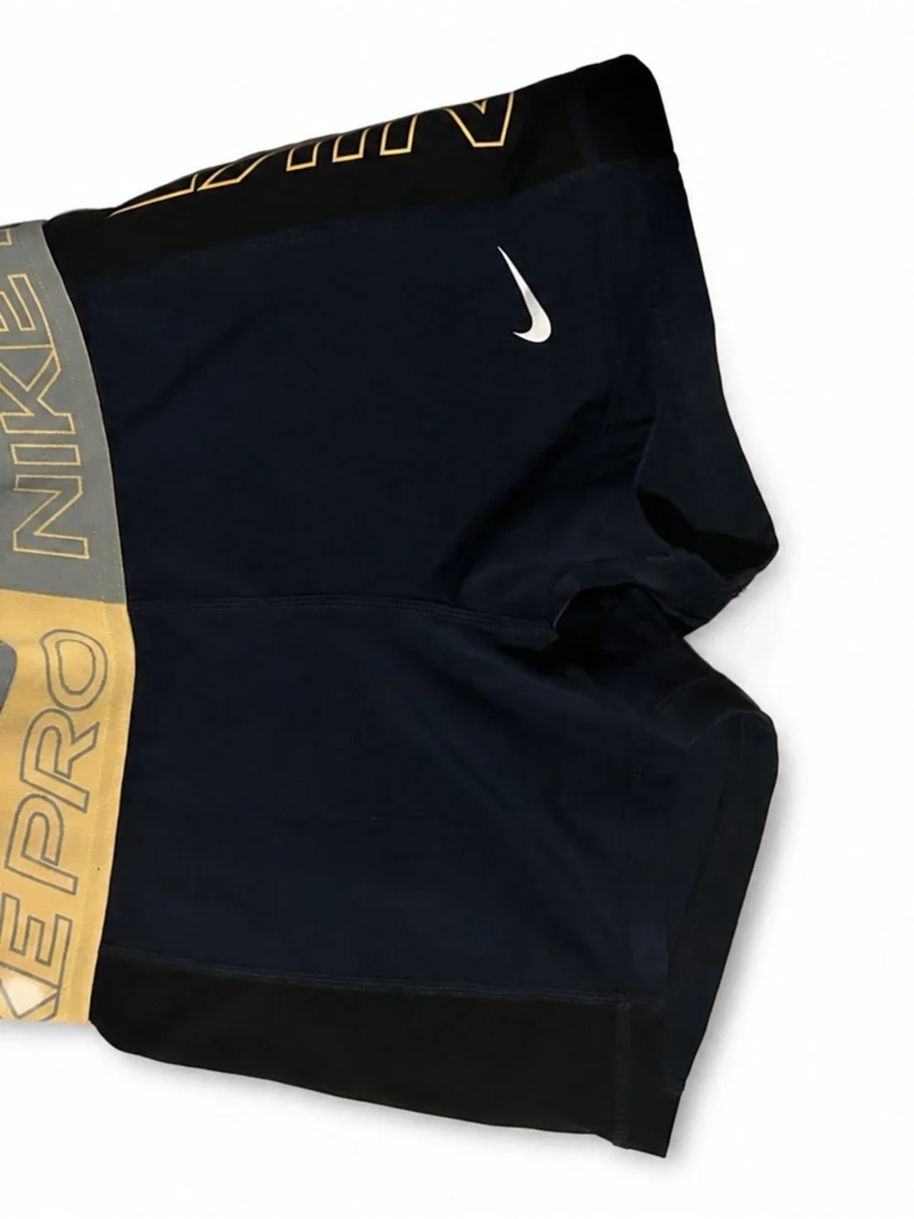 Nike Pro Women’s Compression Shorts Navy Gray Gold Size Small